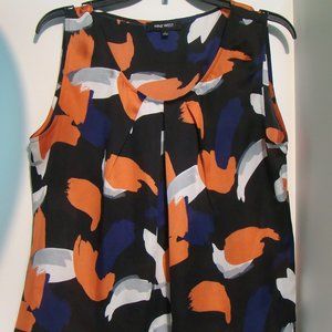 Nine West Orange/Black Shirt Woman Large Blouse